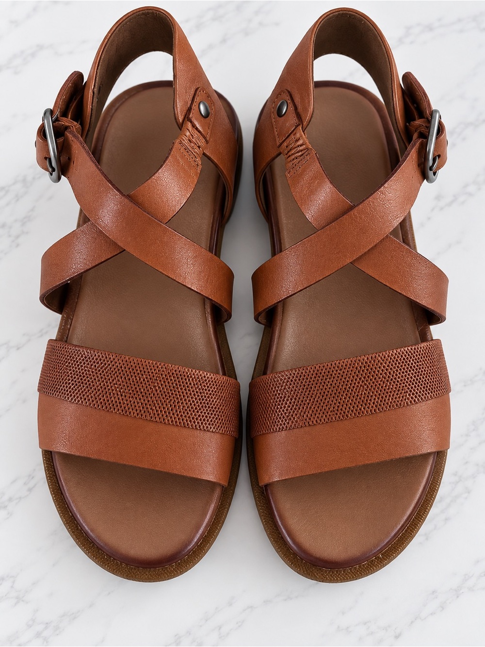 Miz Mooz Leather Cross Band Adjustable Sandals-Georgie